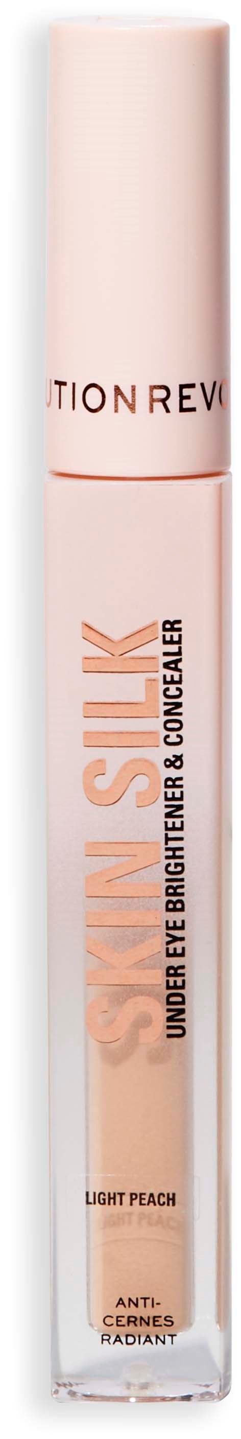A tall, slim light pink bottle with a cap, labeled 'SKINN SKIN' for under eye brightening and concealer.