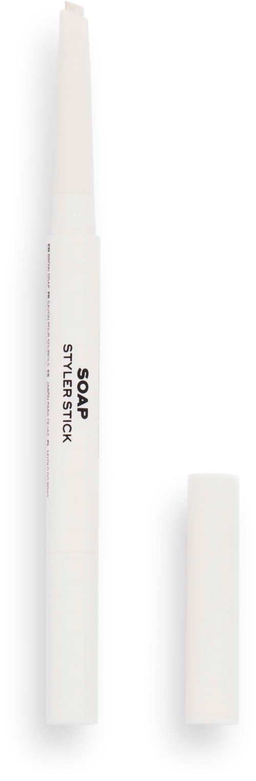 A white soap styler stick with a removable cap, labeled in black text.