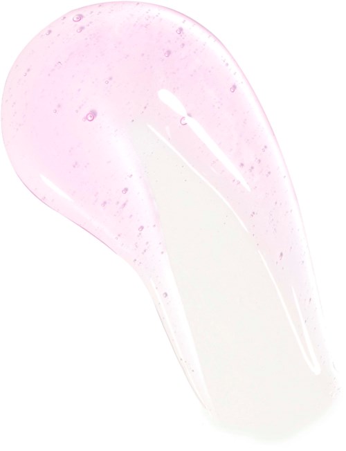 En rosaaktig, halvt genomskinlig gel med bubblor, formad som en tår- eller droppliknande form. Den ser mjuk och slät ut.