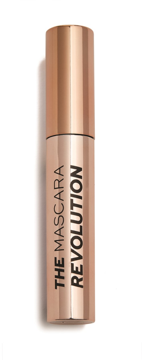 En mascara tub märkt 'The Mascara Revolution' med roseguldlock och silverkropp.