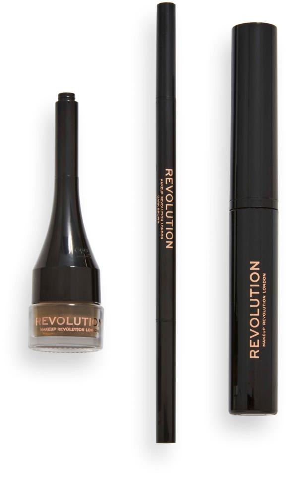 Makeup Revolution Ultra Brow Builder Kit Dark Brown 10ml