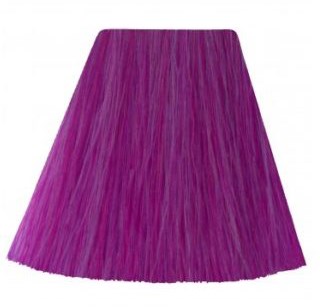 A purple wig with long, straight hair and a fluffy shape at the top and bottom.