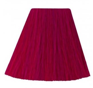 En ljus magenta eller rosa vävd tyg, troligen en duk eller gardin, med ett enkelt mönster och fransiga kanter.