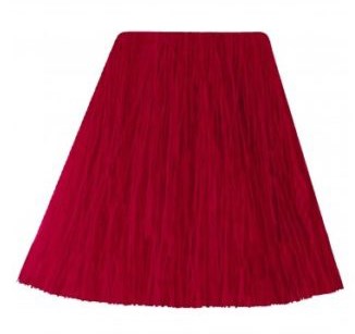Red carpet with long, flowing fabric, wide at the bottom, narrow at the top.