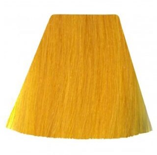 A yellow wooden object with a trapezoid shape, wider at the bottom and narrowing at the top.