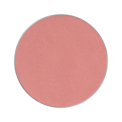 Rundt, rosa makeup-blush i skål med glat overflade.