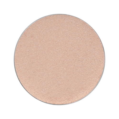 En beige, rund, flad makeup-svamp med en blød, tekstureret overflade.