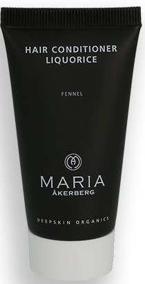 Sort tube med Maria Åkerberg hårbalsam med fennikel, mærke og logo på forsiden.