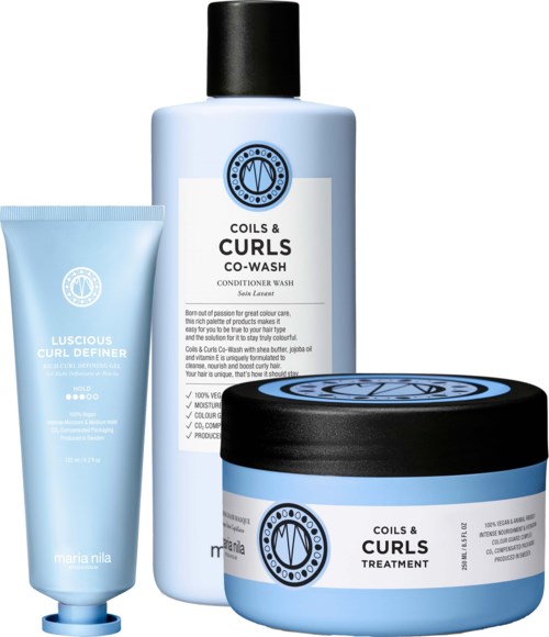 maria nila Coils & Curls Bundle Conditioner Wash 350 ml & Masque 250 ml Luscious Curl Gel 125 ml