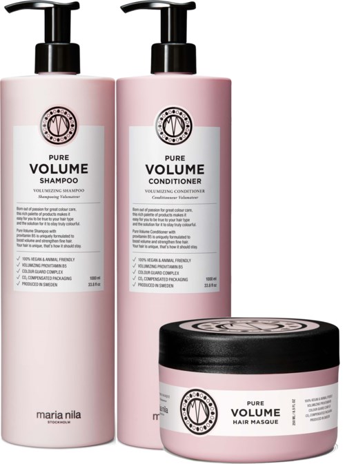 maria nila Pure Volume Bundle Shampoo 1000 ml & Conditioner 1000 ml & Masque 250 ml