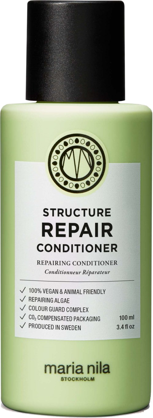 Grön flaska av Maria Nila Structure Repair Condition with svart lock.