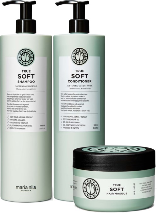 maria nila True Soft Bundle Shampoo 1000 ml & Conditioner 1000 ml & Masque 250 ml