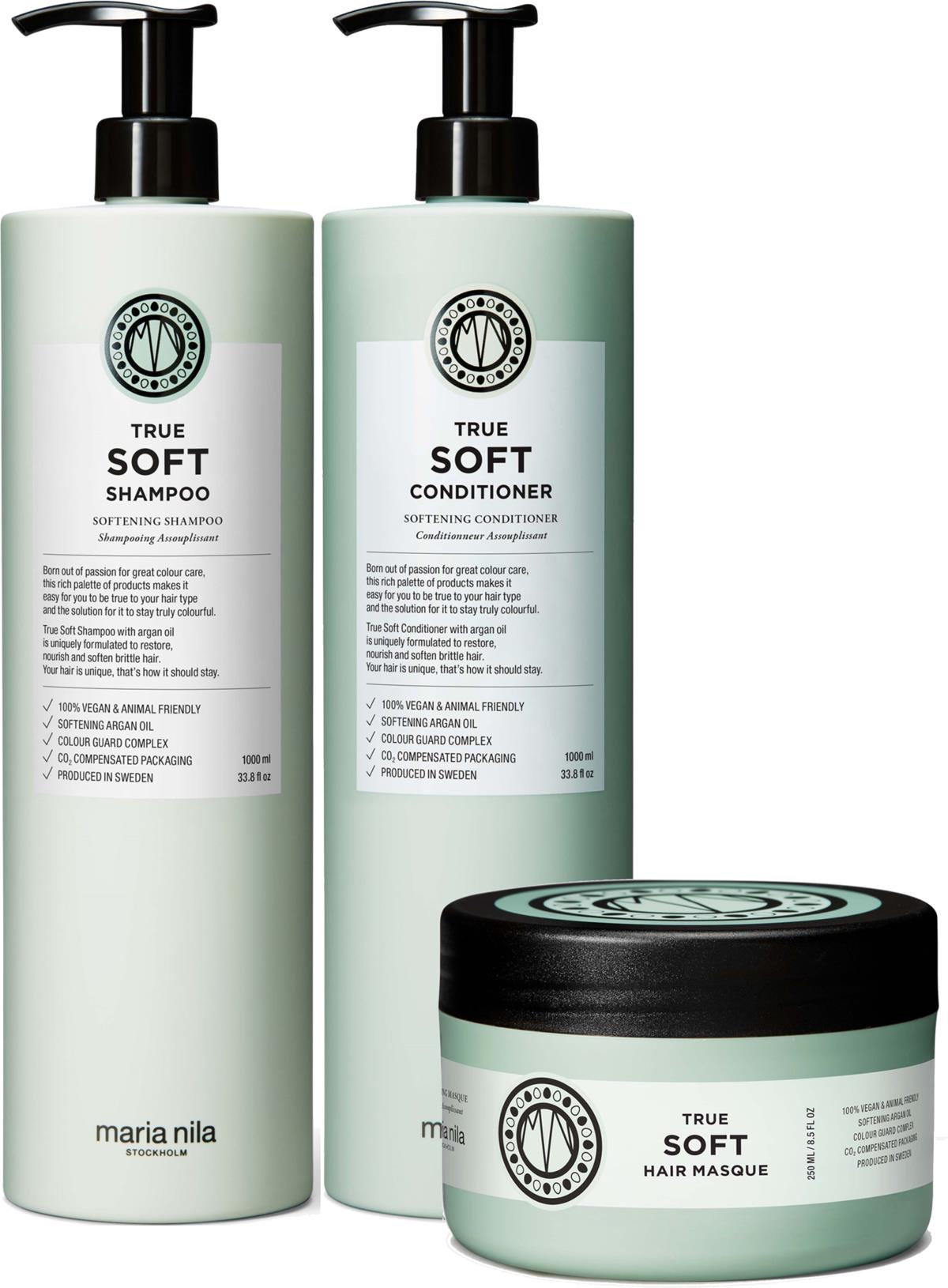 maria nila True Soft Bundle Shampoo 1000 ml & Conditioner 1000 ml & Masque 250 ml