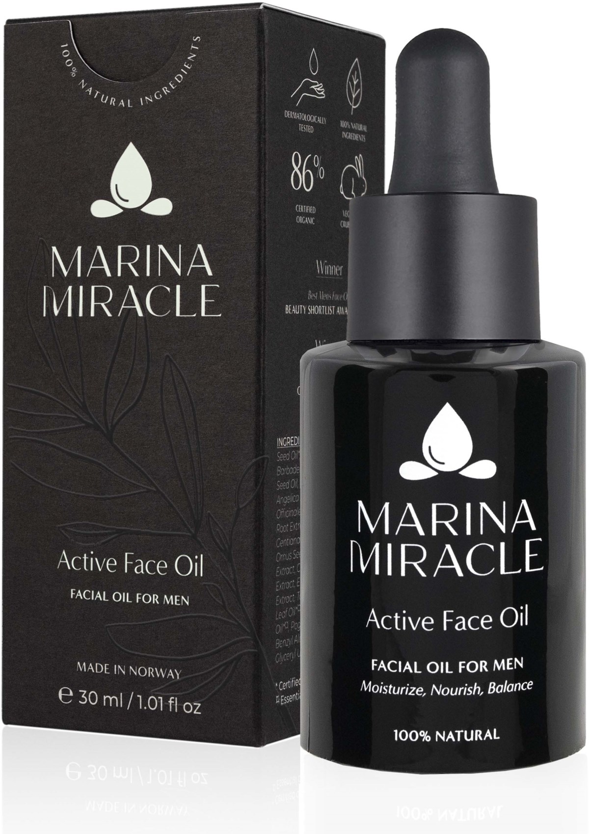 Мужское масло для лица Marina Miracle Active Face Oil питательное, 28 мл — фото 2