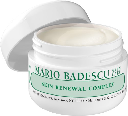 En hvit krukke merket 'Mario Badescu Skin Care' inneholder krem for hudfornyelse.