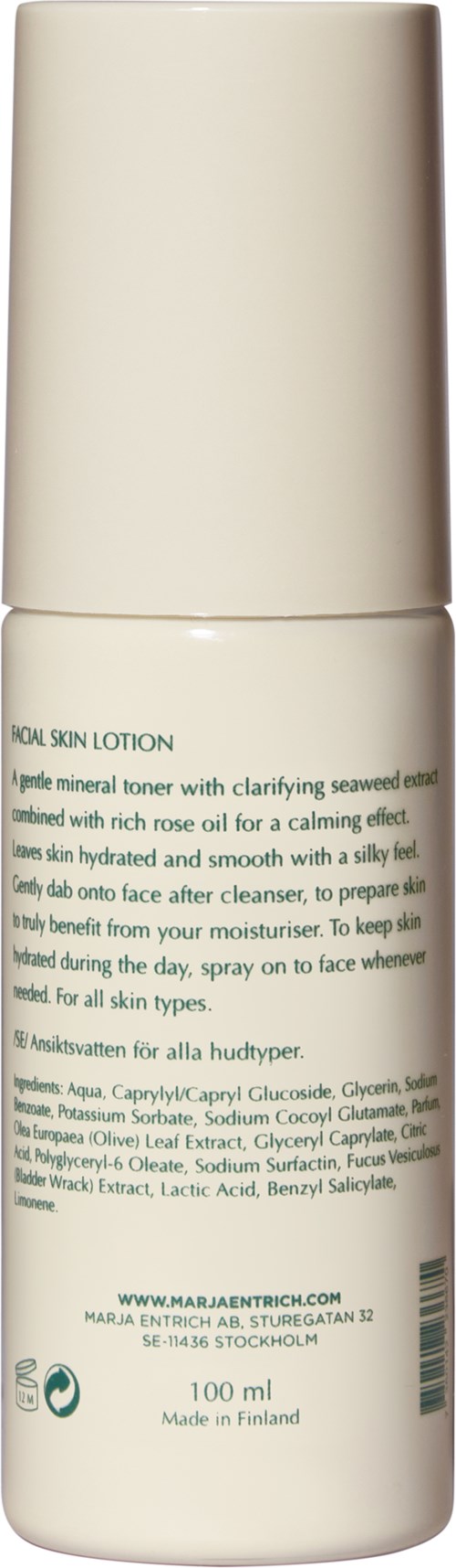 Eine weiße Flasche mit der Aufschrift "Acne Serum Lotion" mit Anweisungen und Inhaltsstoffen in kleiner Schrift.