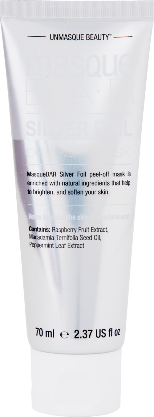 En vit rör av ansiktsmask med text om ingredienser och fördelar, storlek 70 ml.