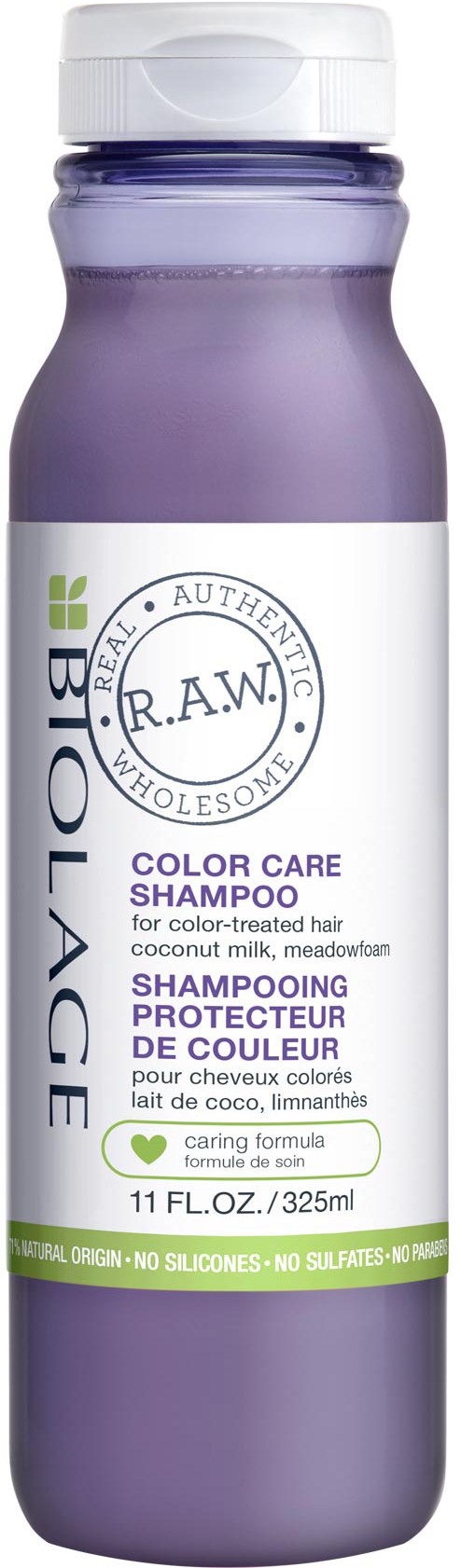 Biolage fargebevarende sjampo for fargebehandlet hår, med kokosmelk, slåpeblom og omsorgsformel, 11 fl oz (325 ml).
