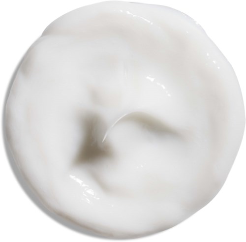 A swirl of white cream or lotion with a smooth, shiny surface and soft peaks.