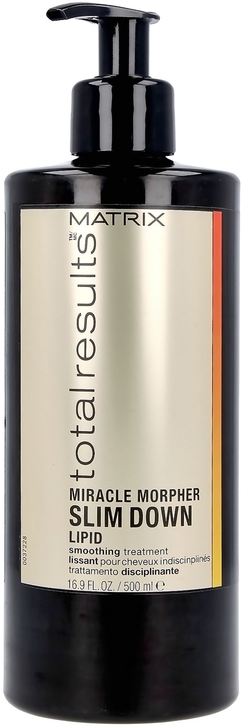 En svart flaska med pump, märkt "Matrix Total Results" för viktminskning behandling kallad "Miracle Morpher".
