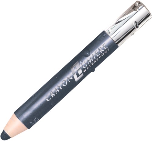 Musta hopea-meikkipensseli, jossa lukee "Crayon Lumizer Waterproof" ja pyöreä kärki.