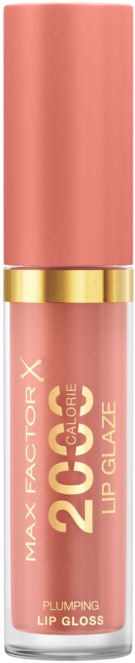 En rosa leppeglansrør med gulldetaljer og tekst, merket "20X" og "Plumping Lip Gloss."