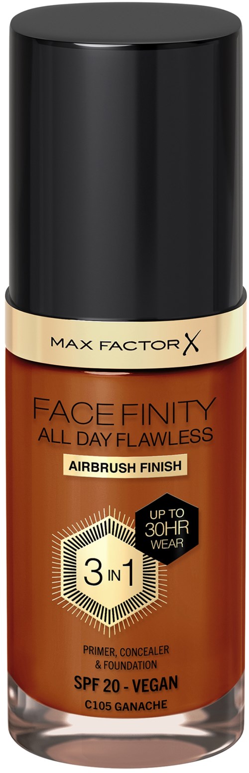 Cosmetische fles voor gezichtsmake-up met SPF 20, veganistisch, langdurig, geschikt voor airbrush-afwerking.