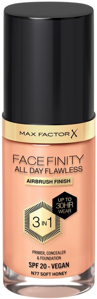 Max Factor Facefinity All Day Flawless 3 In 1 Foundation N77 Soft Honey