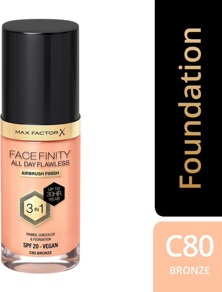 Max Factor Facefinity All Day Flawless 3 In 1 Foundation 80 Bronze