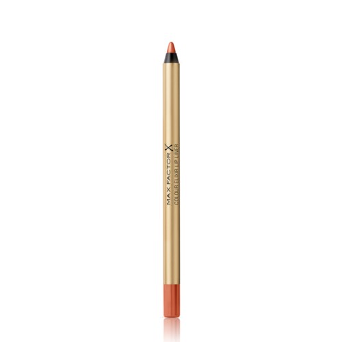 En beige makeup blyant med pink spids og sort spids. Teksten siger Max Factor X.
