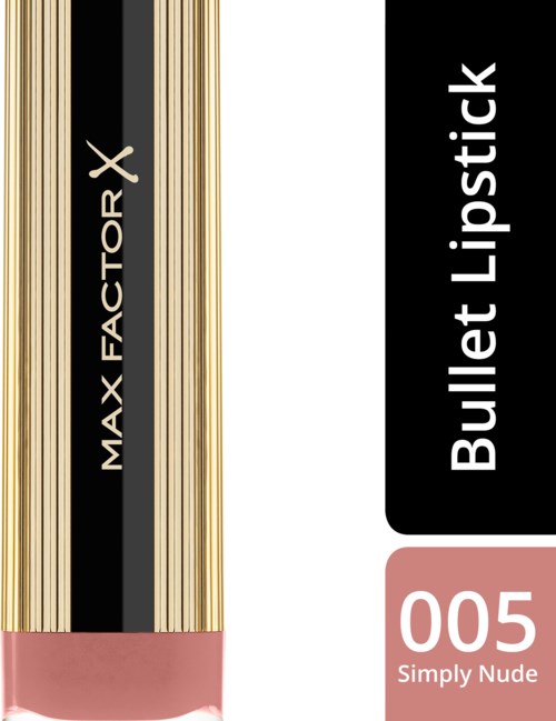 En makeupprodukt märkt Max Factor X Bullet Lipstick i nyansen 005 Simply Nude.