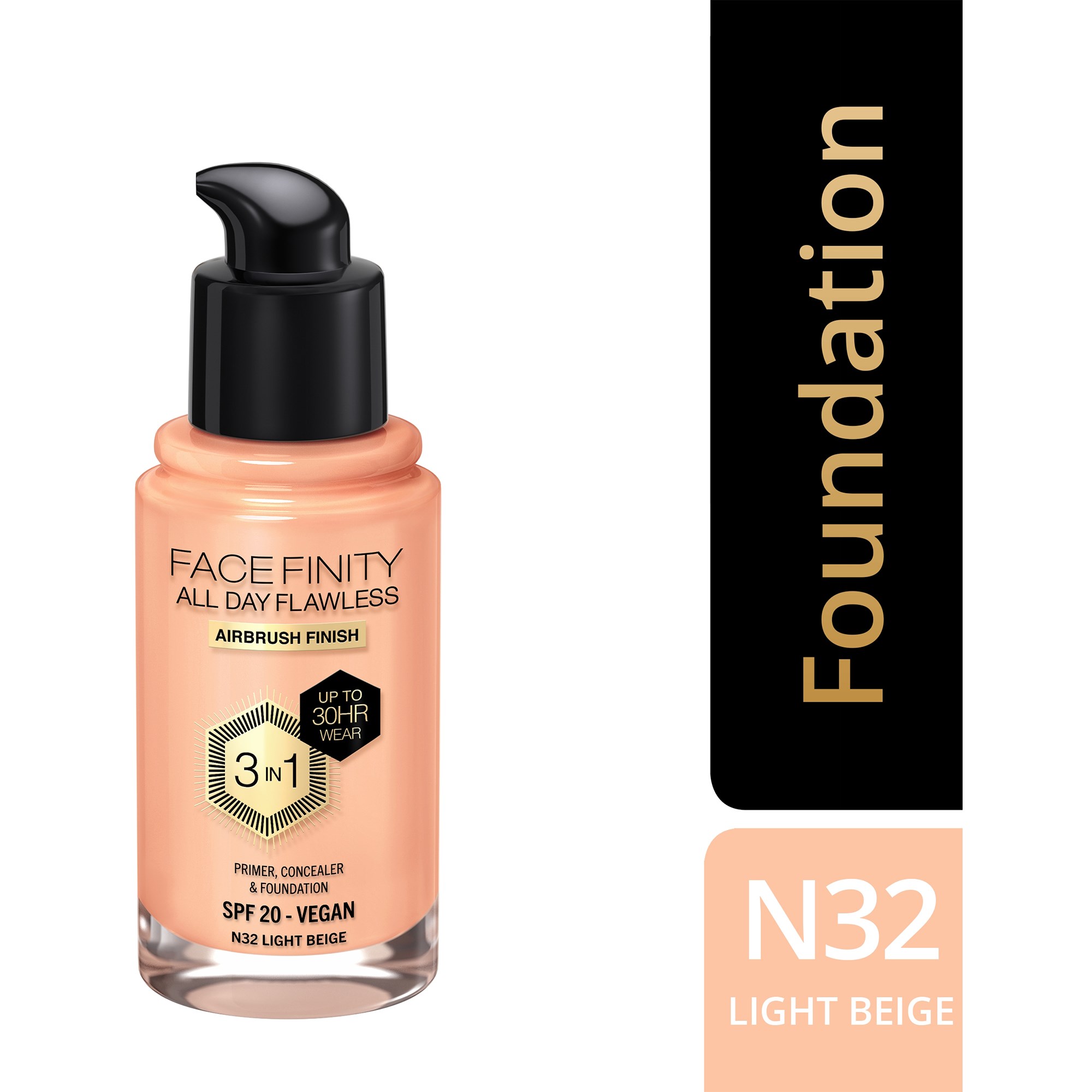 Alternativ bild 1 för Max Factor Facefinity All Day Flawless 3 In 1 Foundation N32 Light Bei
