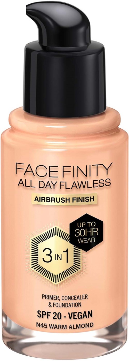 Max Factor Facefinity All Day Flawness 3in1 Liquid Foundation 45 Warm Almond