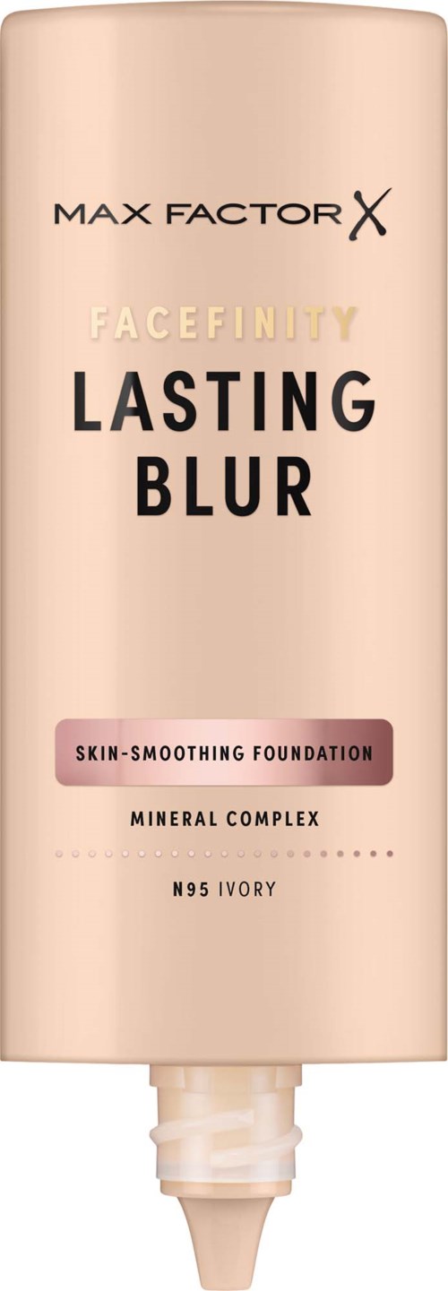 Max Factor Facefinity Lasting Blur foundation tube in ivory with a beige cap.