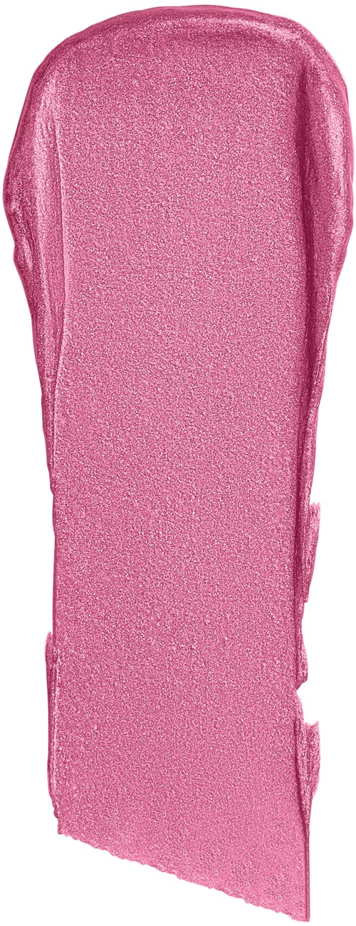 Liten rosa leppestiftflekke på et vertikalt område av hud eller papir.