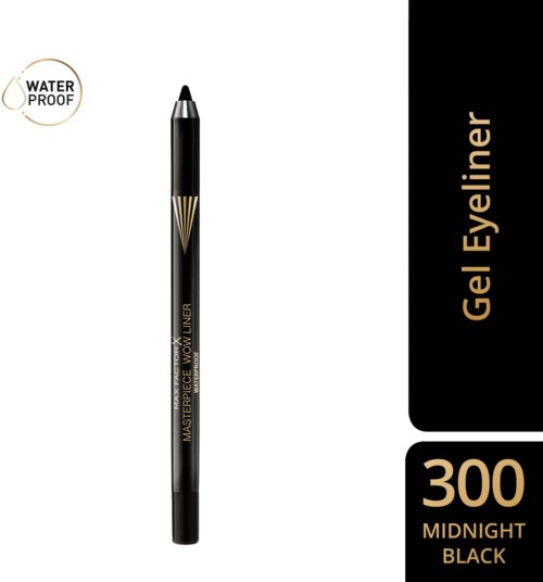 Ein Gel-Eyeliner-Stift mit der Bezeichnung "MIDNIGHT BLACK" Wasserfest, schwarz-goldenes Design, Nummer 300.