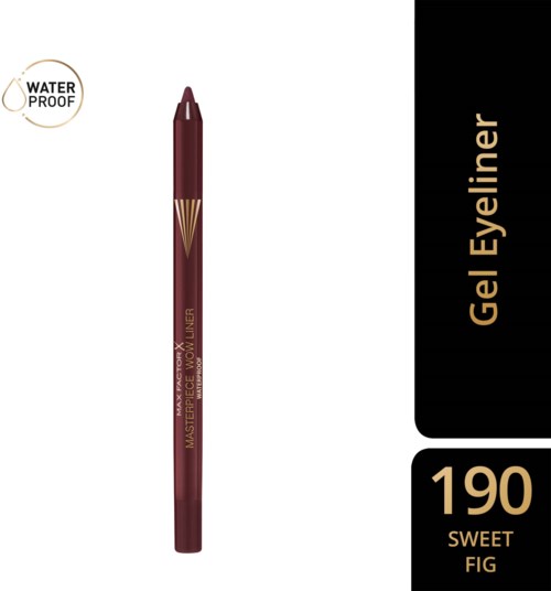 Ein brauner Gel-Eyeliner-Bleistift mit goldenen Akzenten, beschriftet als "".