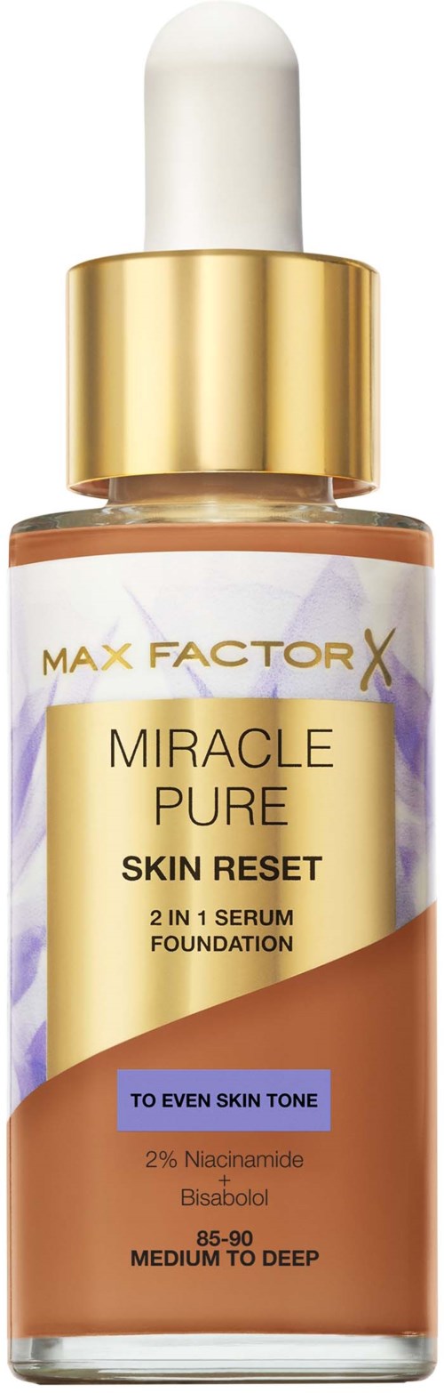 Max Factor Miracle Pure 2in1 Skin Reset Serum Foundation 85-90 Medium to Deep
