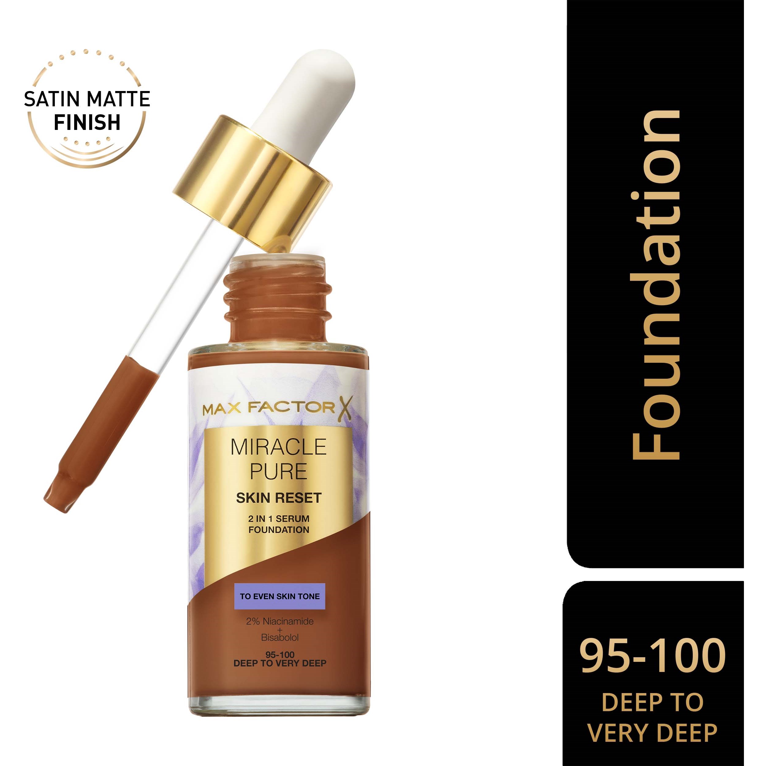 Alternativ bild 1 för Max Factor Miracle Pure Skin Reset 2 In 1 Serum Foundation Deep T