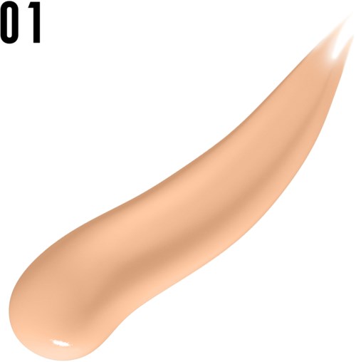 Et beige, glatt, buet objekt med spiss ende, øverst til venstre står det 01.