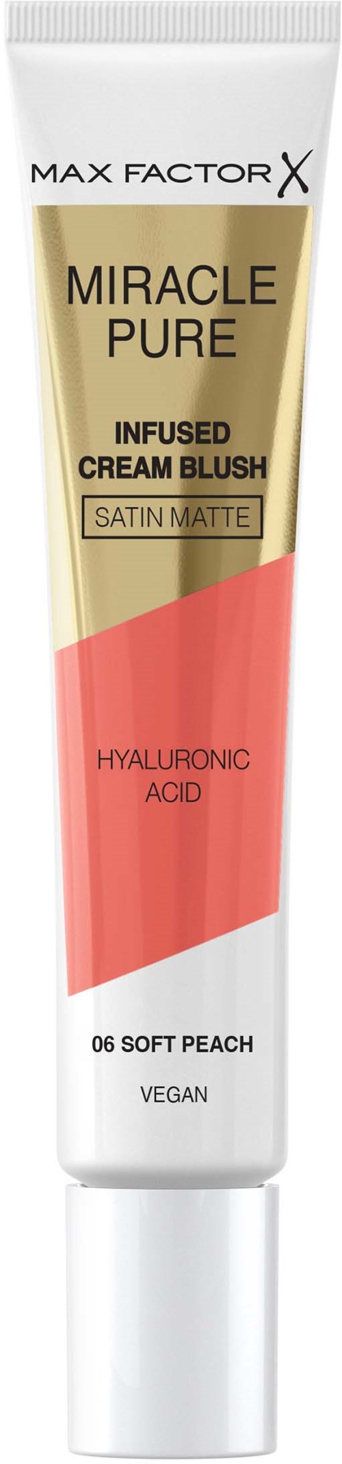 Max Factor X Miracle Pure -kermarajaus ja peach-väri, vegaaninen ja kosteuttava koostumus.