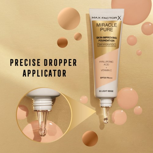 En hudpleietube med pipette, omgitt av kremfargede og rosa sirkler på en beige bakgrunn.