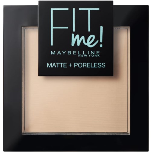 Maybellinen mattapintainen, huokosetön meikkipohja, jonka päällekään ei ole mitään ja isot kirjaimet "FIT me!" sinisellä ja valkoisella.