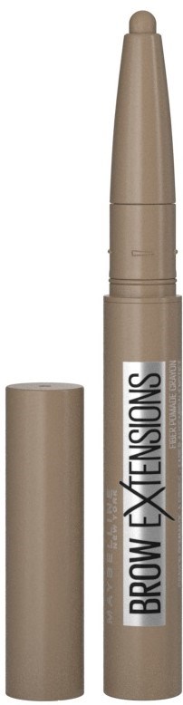 Ein beiger Augenbrauenstift mit Deckel, beschriftet mit 'BROW EXTENSIONS'.