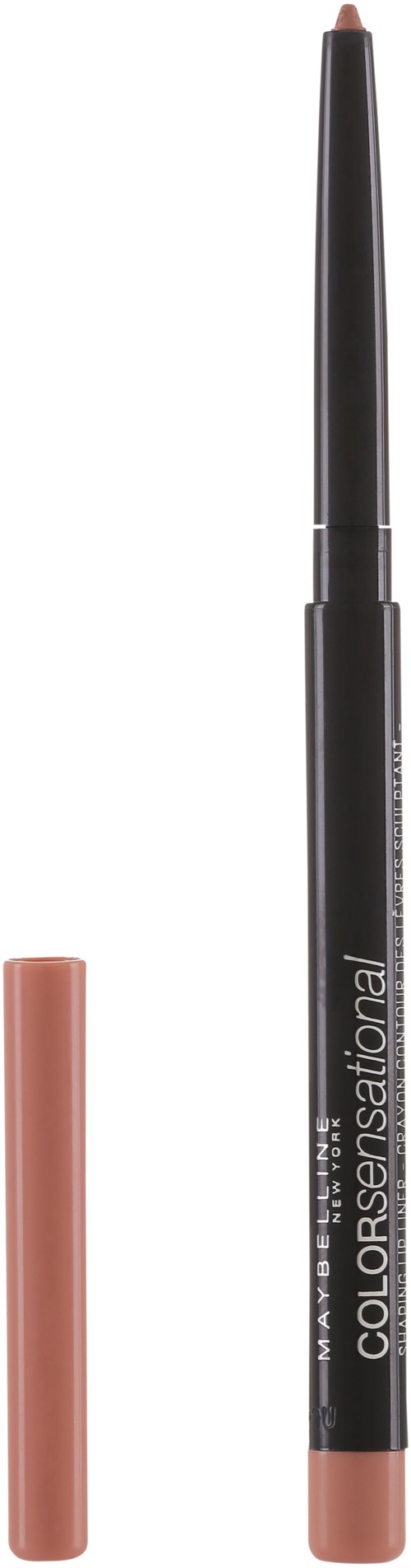 En svart og beige leppekonturen pencil uten hette, viser fargespissen for lepper.