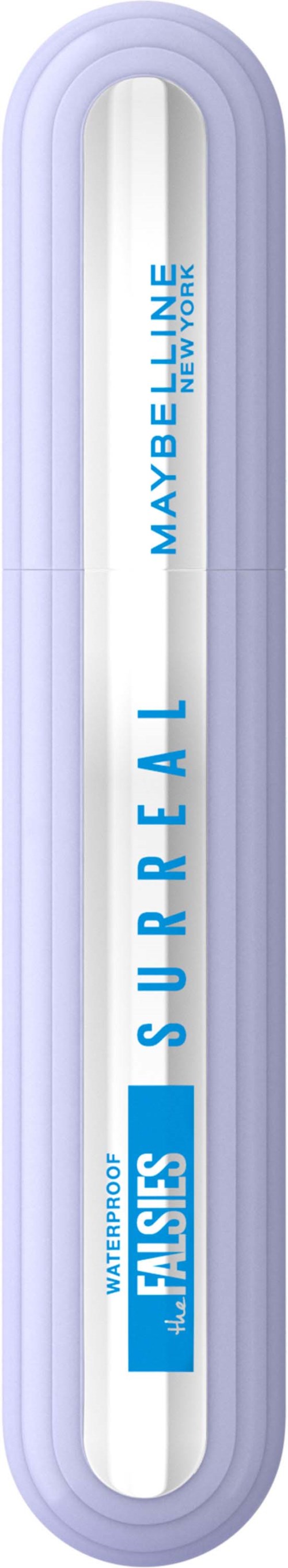 Produkt makijażowy Maybelline o nazwie Super Real Waterproof, z eleganckim designem i niebieską etykietą.