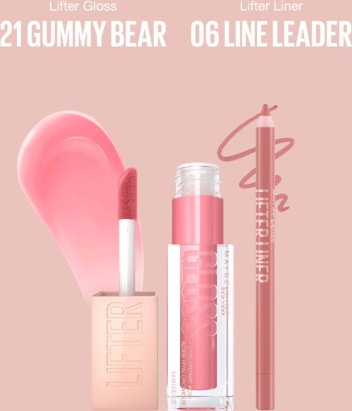Maybelline New York Lifter Lip Bundle Gloss 21 Gummy Bear & Liner 06 Line Leader