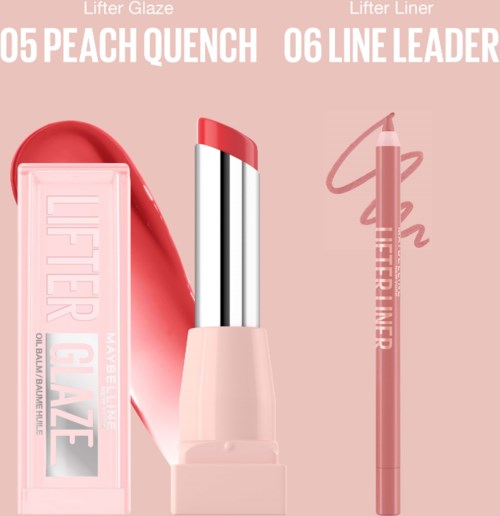 Maybelline New York Lifter Lip Bundle Liner 06 Line Leader + Glaze Lip Balm 05 Peach Quench