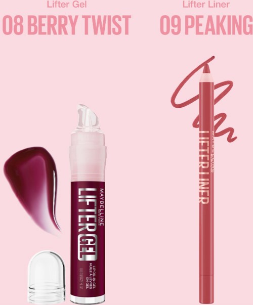 Maybelline New York Lifter Lip Bundle Liner 09 Peaking + Gel 08 Berry Twist