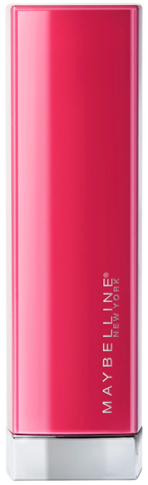 Maybelline Lippenstift in pinkem Gehäuse mit silberner Basis.